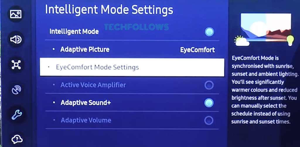 Click EyeComfort Mode Settings 