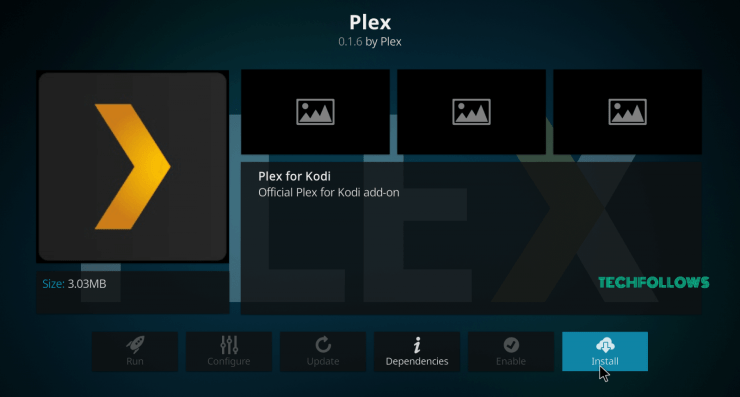 Install the Plex add-on on Kodi