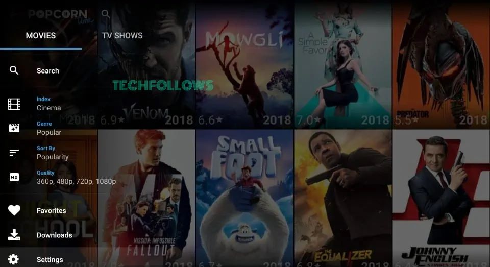 Search for videos on Popcorn Time app