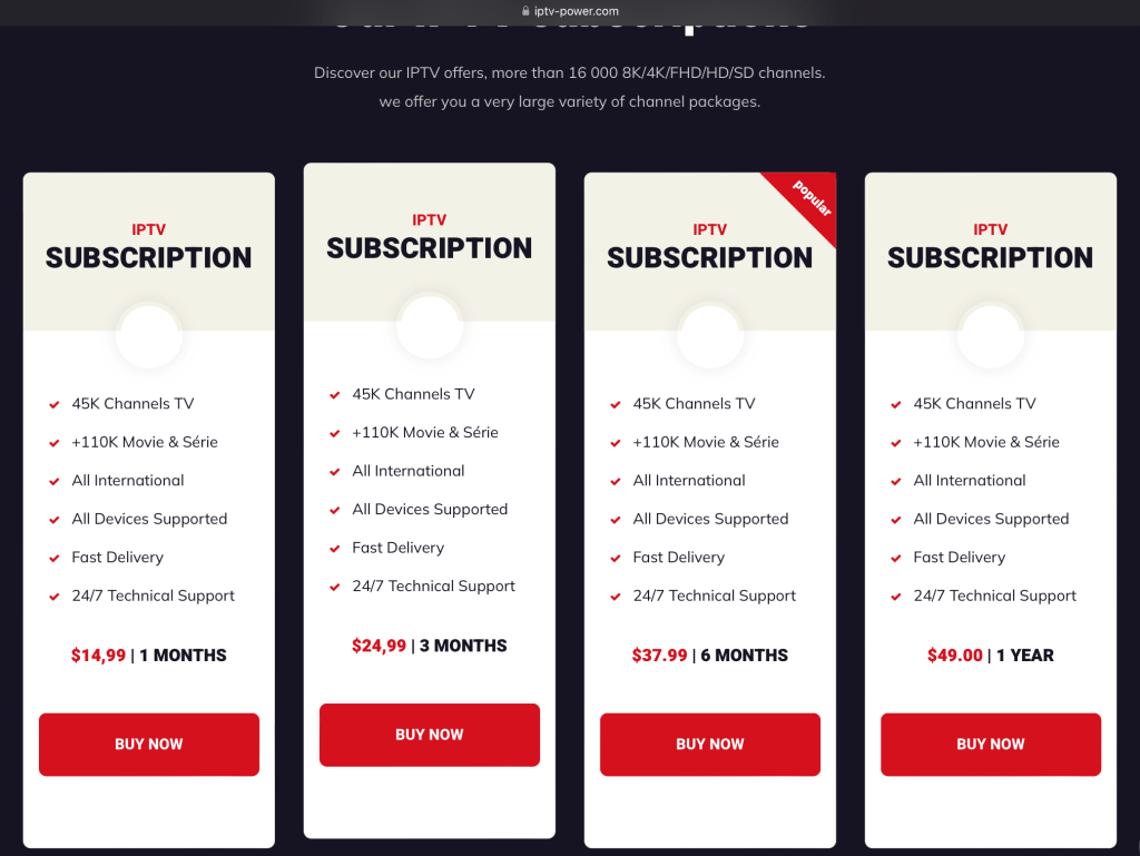 Power IPTV subscription