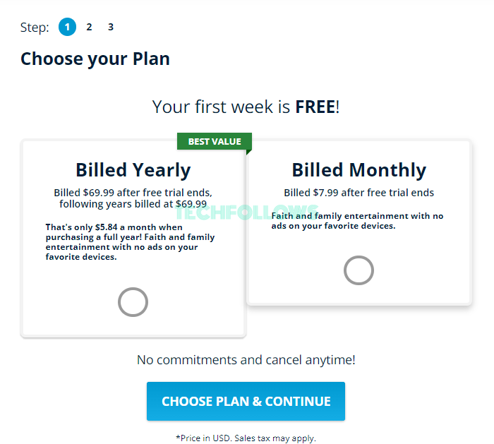 Choose a PureFlix plan to get the free trial