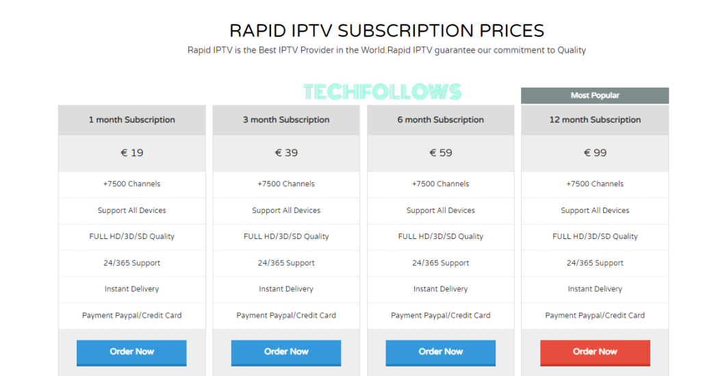Rapid IPTV subscription 