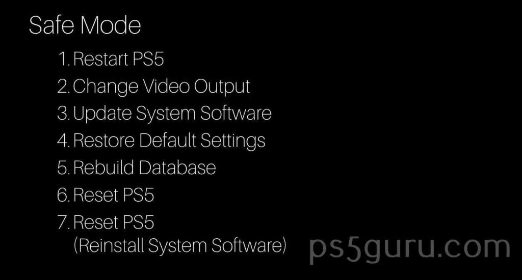 Safe Mode on PS5