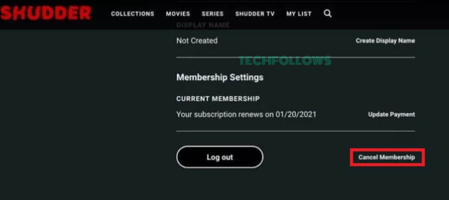 Click Cancel Membership