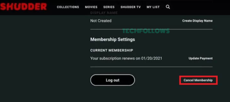 Click Cancel Membership 