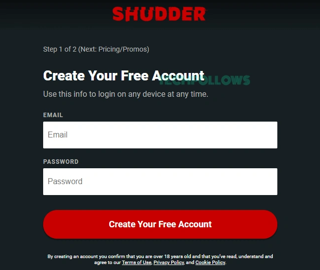 Create Shudder account