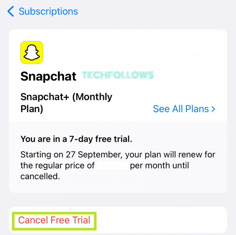 Click Cancel Free Trial 