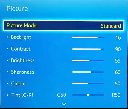 Change Picture mode on Samsung TV for better resolution