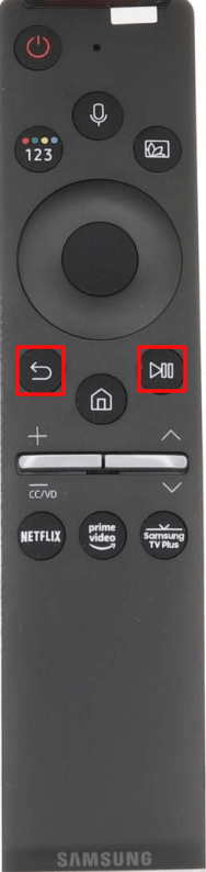 Press Return and pause/play button to program Samsung TV remote to TV