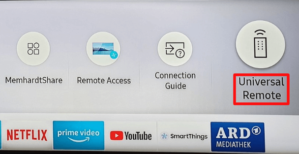 Select Universal remote option