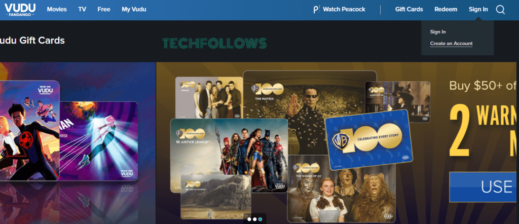 Vudu website