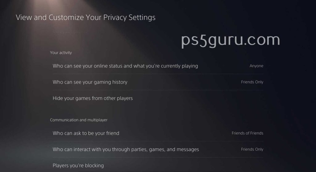 change Privacy settings