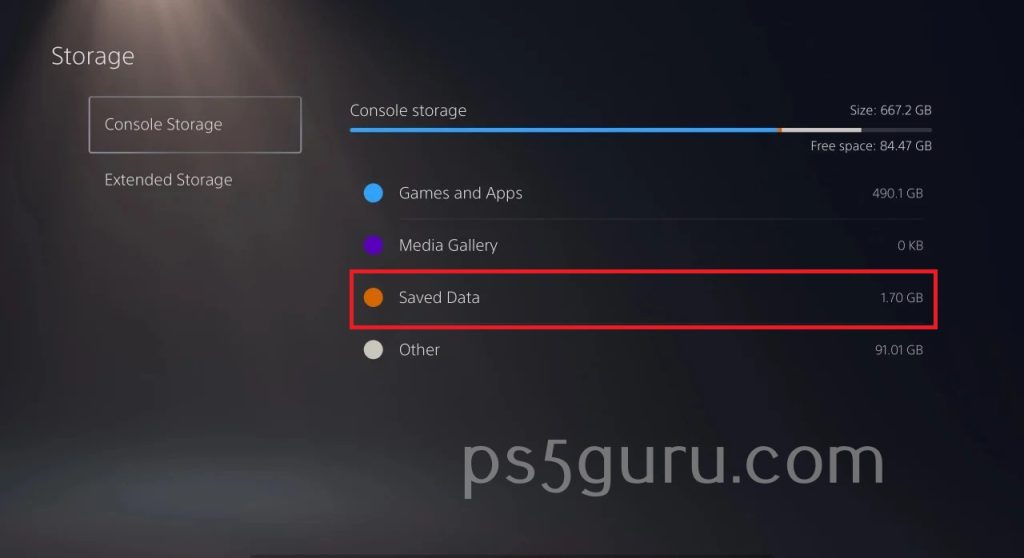 choose Saved Data on PS5