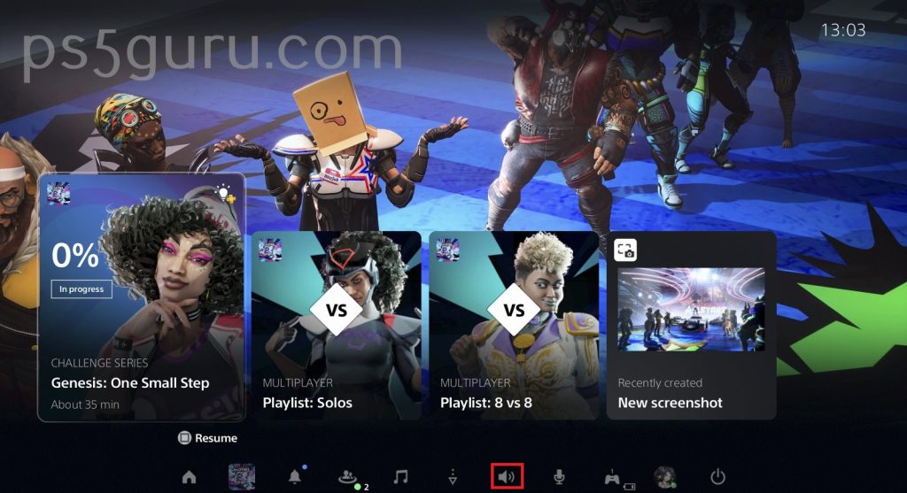 choose sound icon on PS5