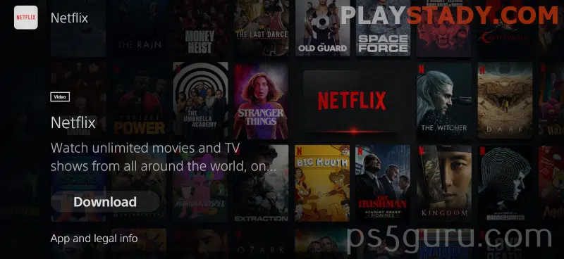 click Download to reinstall Netflix on PS5