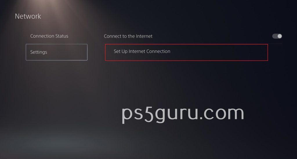 set up internet connection on ps5