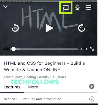 Tap the Chromecast icon on the Udemy app