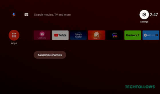update android tv Open Android TV Settings