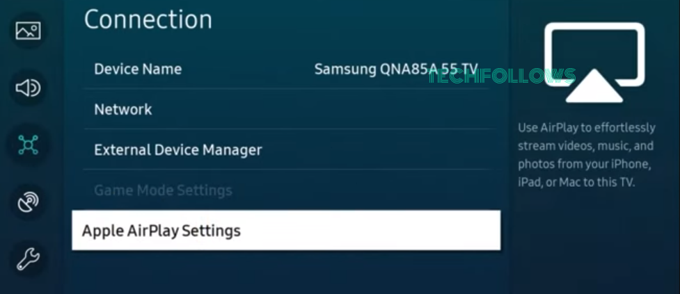 Re-connect AirPlay on Samsung Smart TV