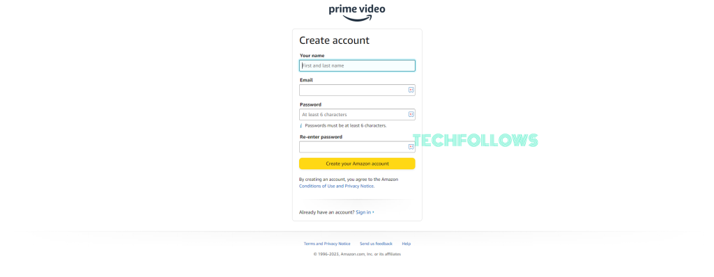 Create Amazon Prime account