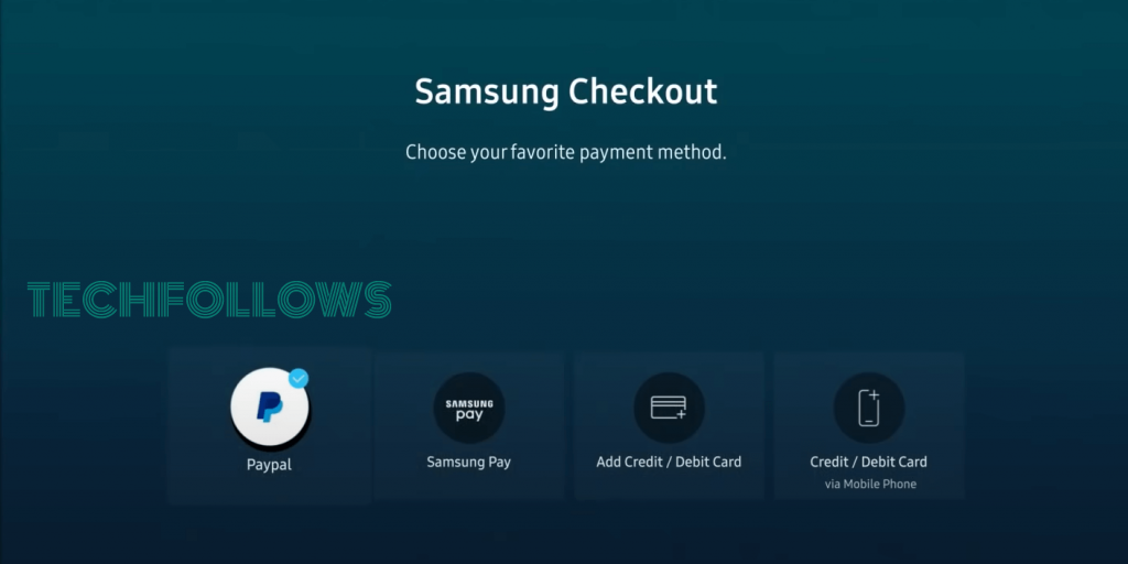 Samsung Checkout page