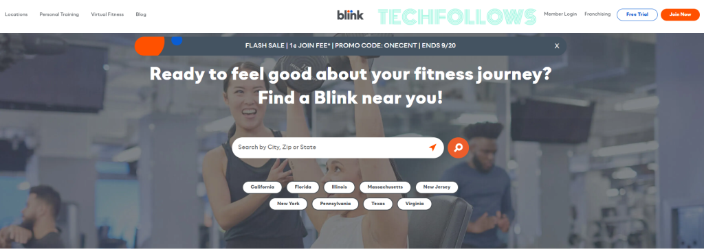 Tap Free Trial on Blink Fitness website