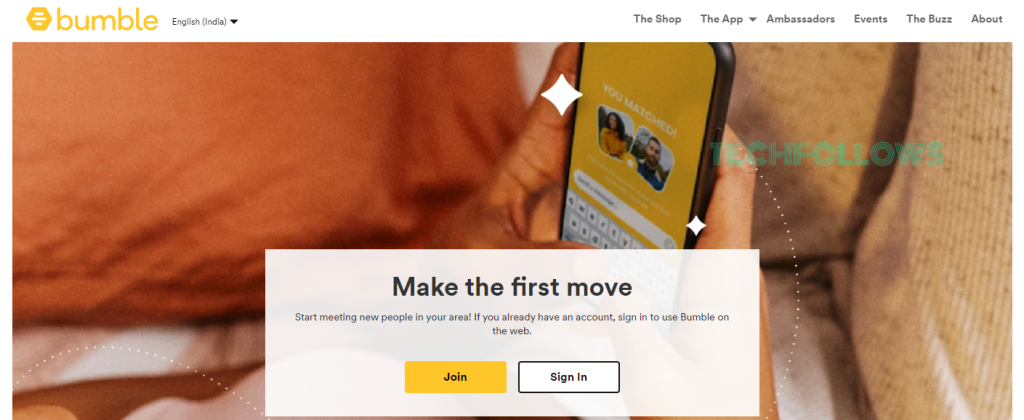 Click Join on Bumble website