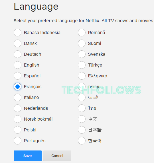 Choose the Netflix language