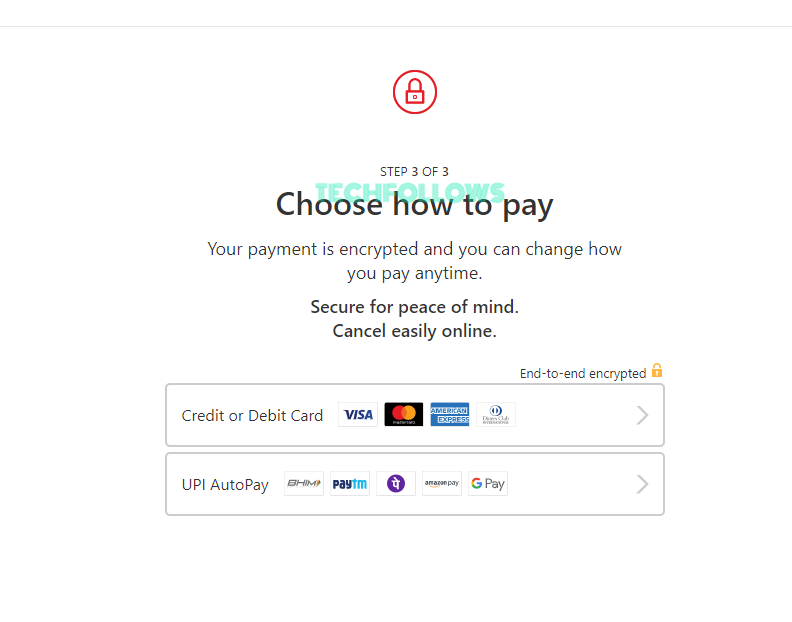Choose your payment method 