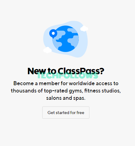 Click Get started for free to avail ClassPass free trial