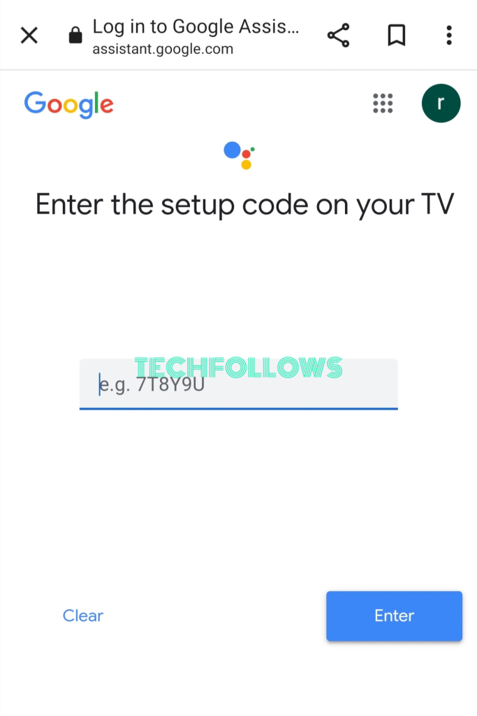 Enter the Setup Code to link your Google account on LG TV