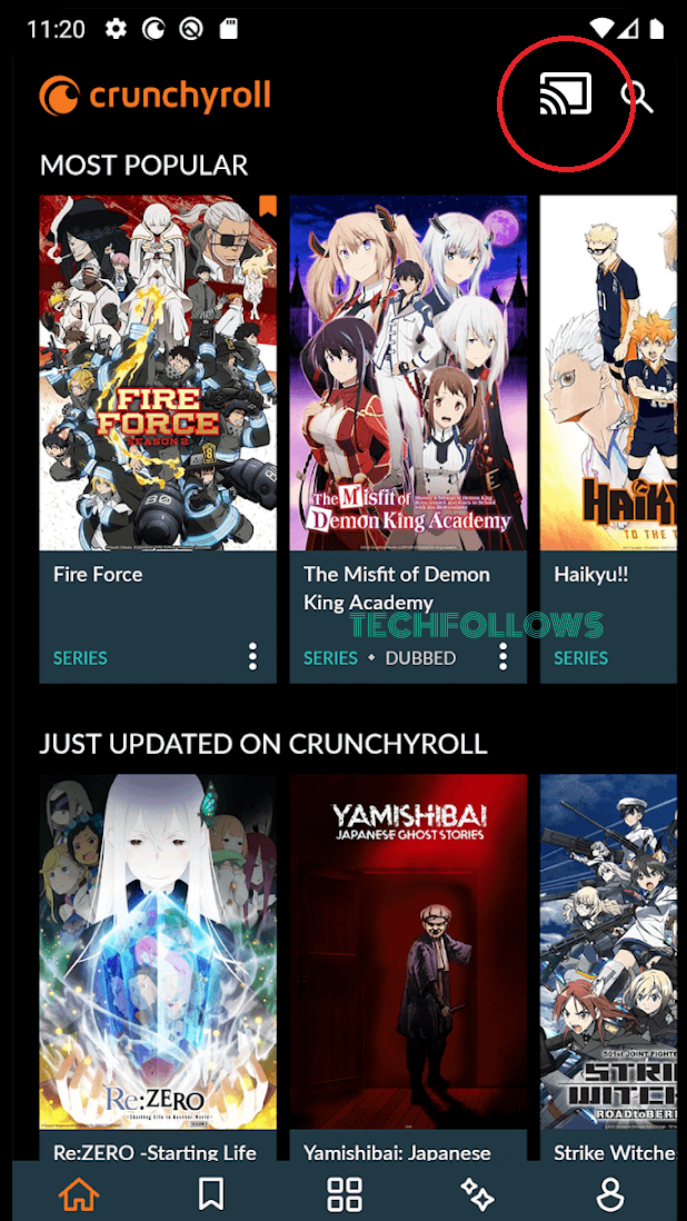 Cast Crunchyroll to Google TV