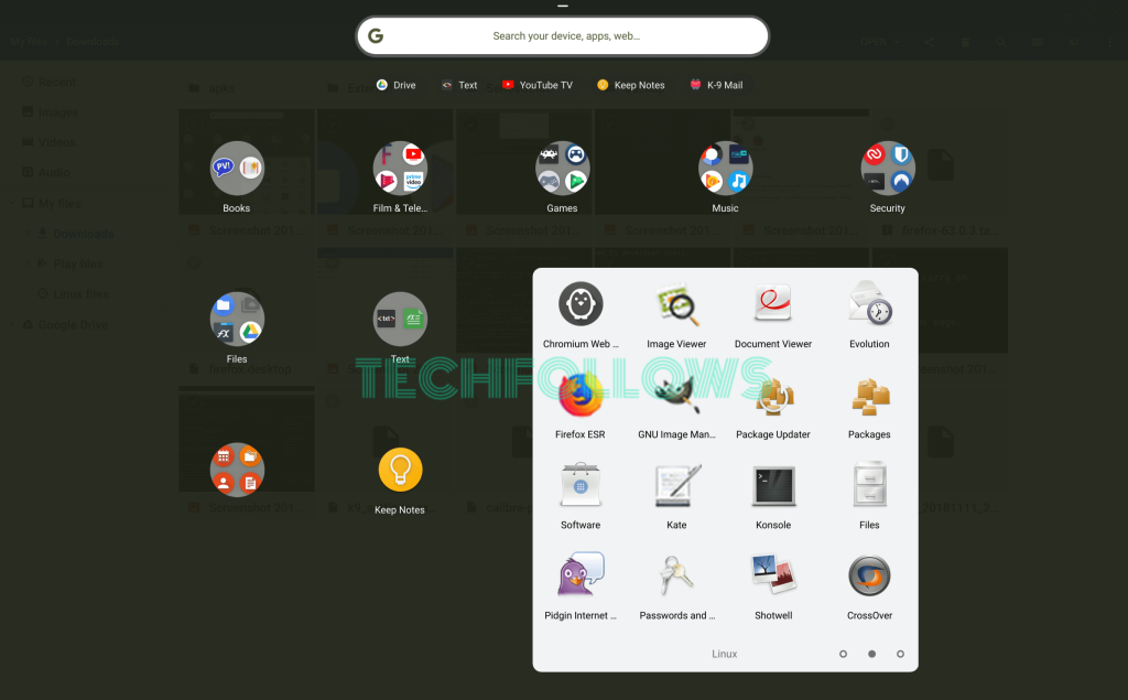 Open Linux app folder on Chromebook
