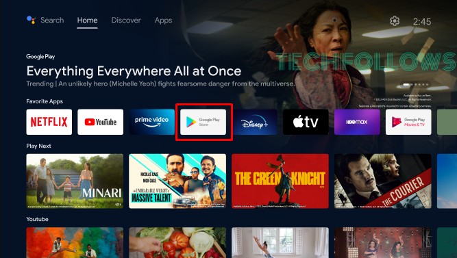 Open Google Play Store on Android TV