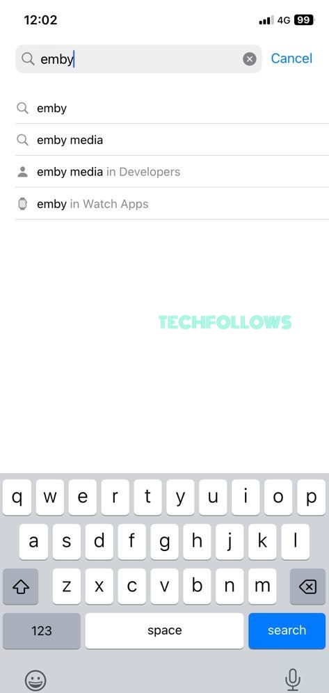 Search for Emby on App Store