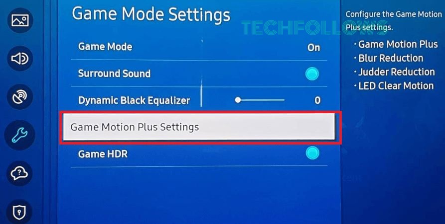 Enable Game Motion Plus Settings on Samsung TV