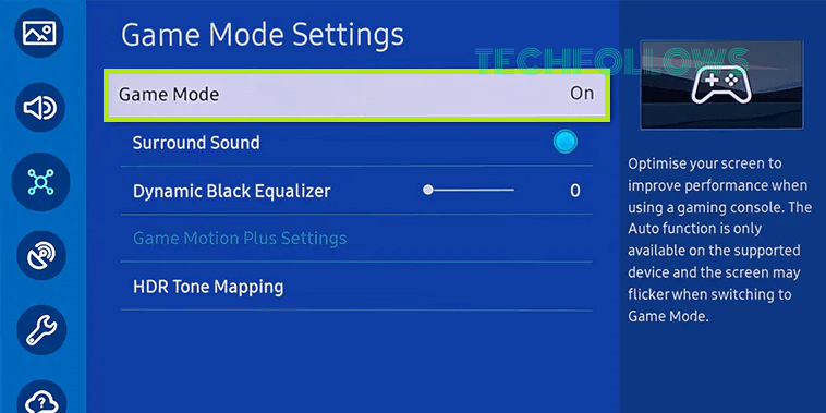 Enable Game Mode on Samsung TV