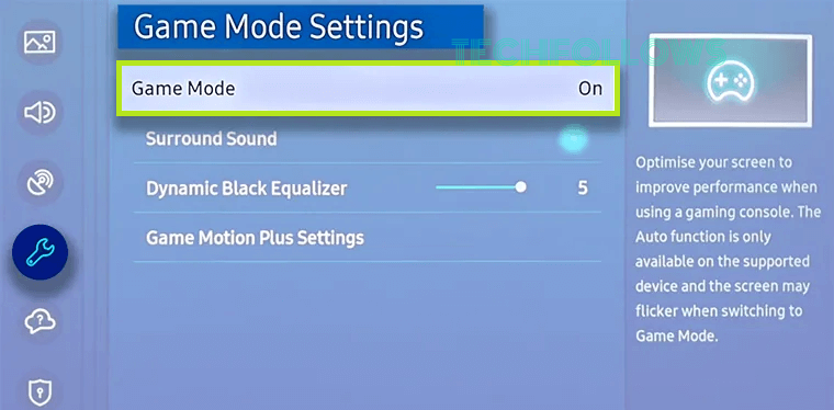 Turn on Game Mode on Samsung TV