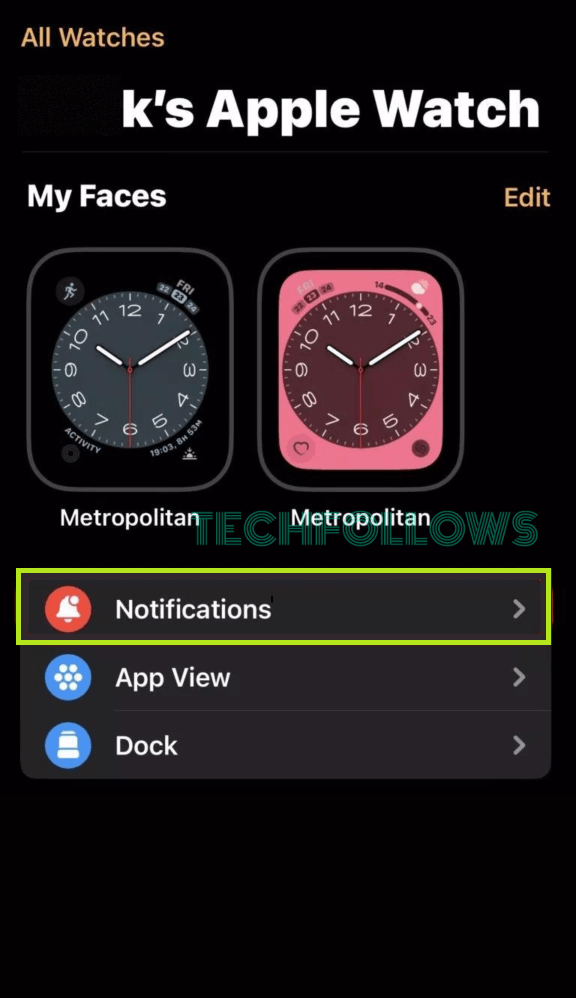 Tap on Notifications