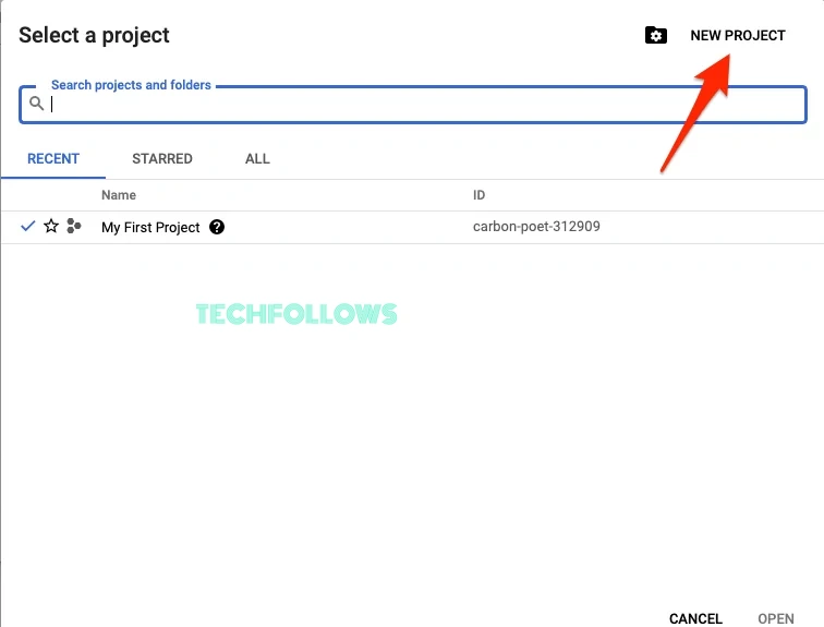 Click the New Project button