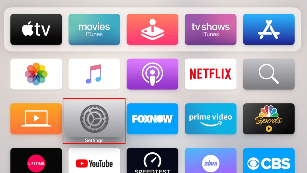 Select Settings on Apple TV