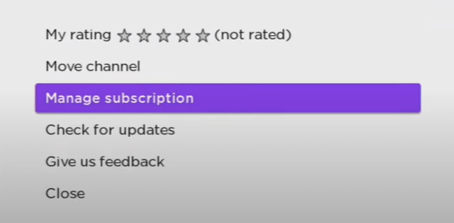 Choose Manage Subscription to cancel Netflix Subscription