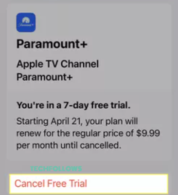 Click the Cancel Free Trial or Cancel Subscription button