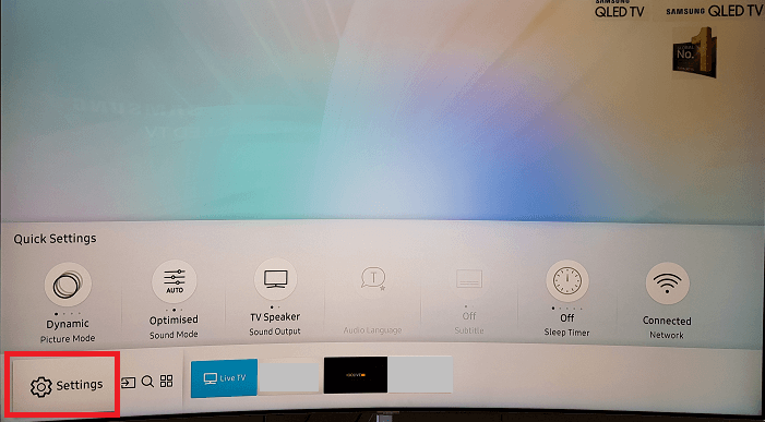 Select Settings on Samsung TV