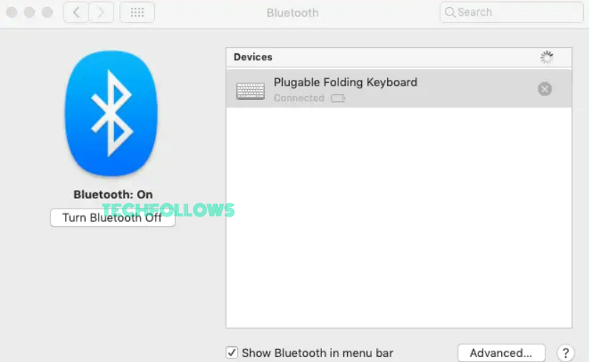 Turn ON Bluetooth on Mac to search for nearby devices