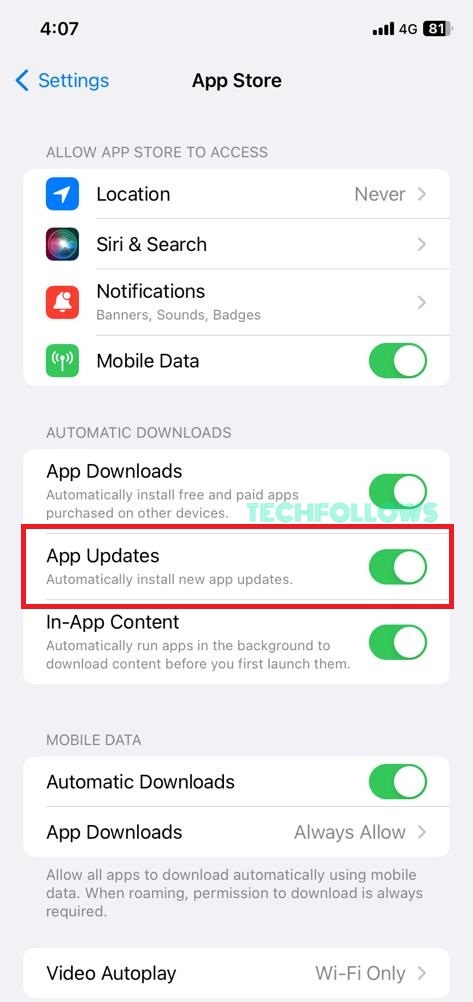 Auto App Updates on iPhone