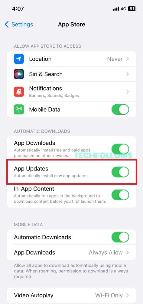 Auto App Updates on iPhone