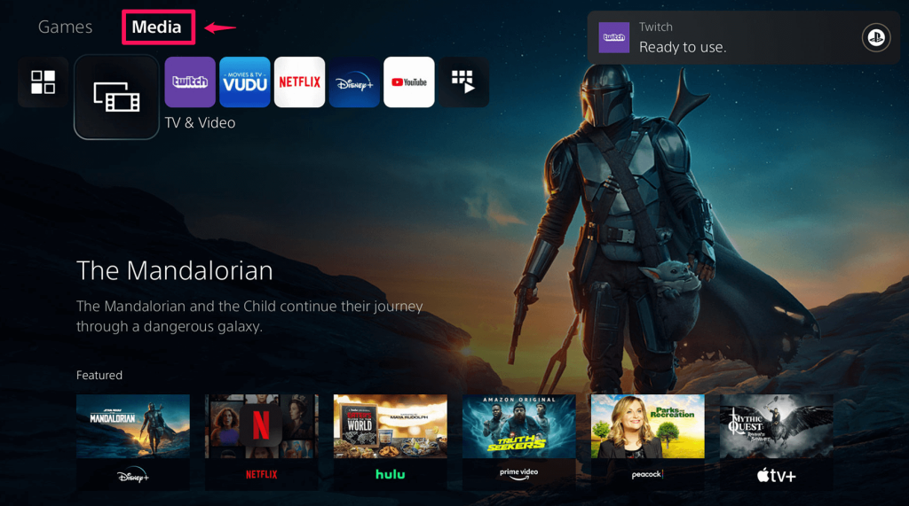 How to Watch Discovery Plus on PS5 - Media Tab