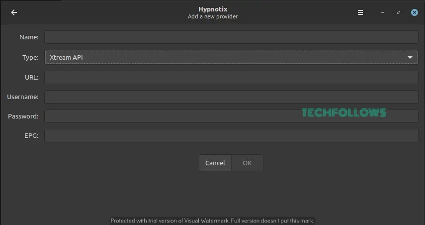 Choose the type of IPTV credentials