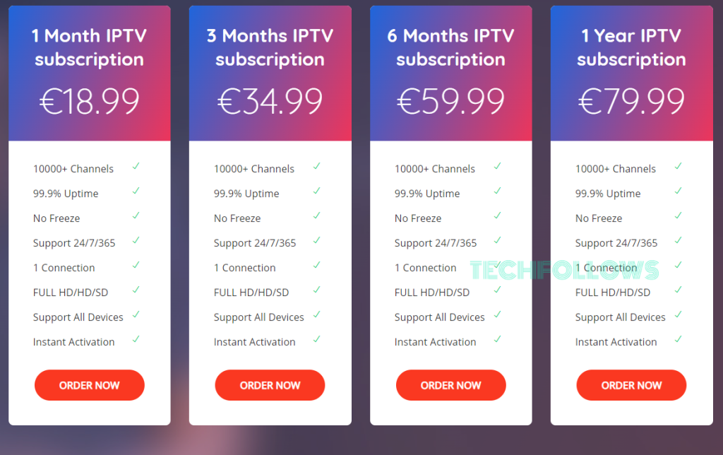 Click Order Now on IPTV Plus Subscription plan
